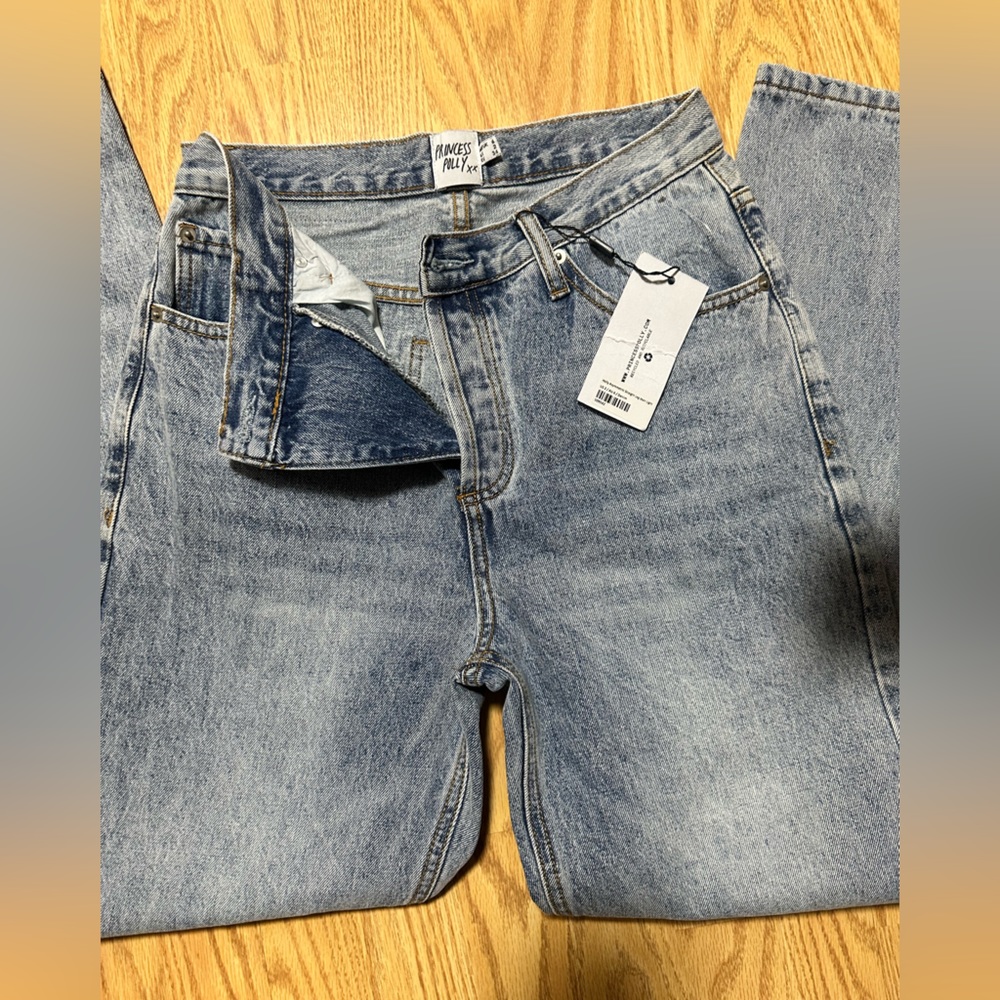 Princess Polly asymmetrical straight leg jeans
